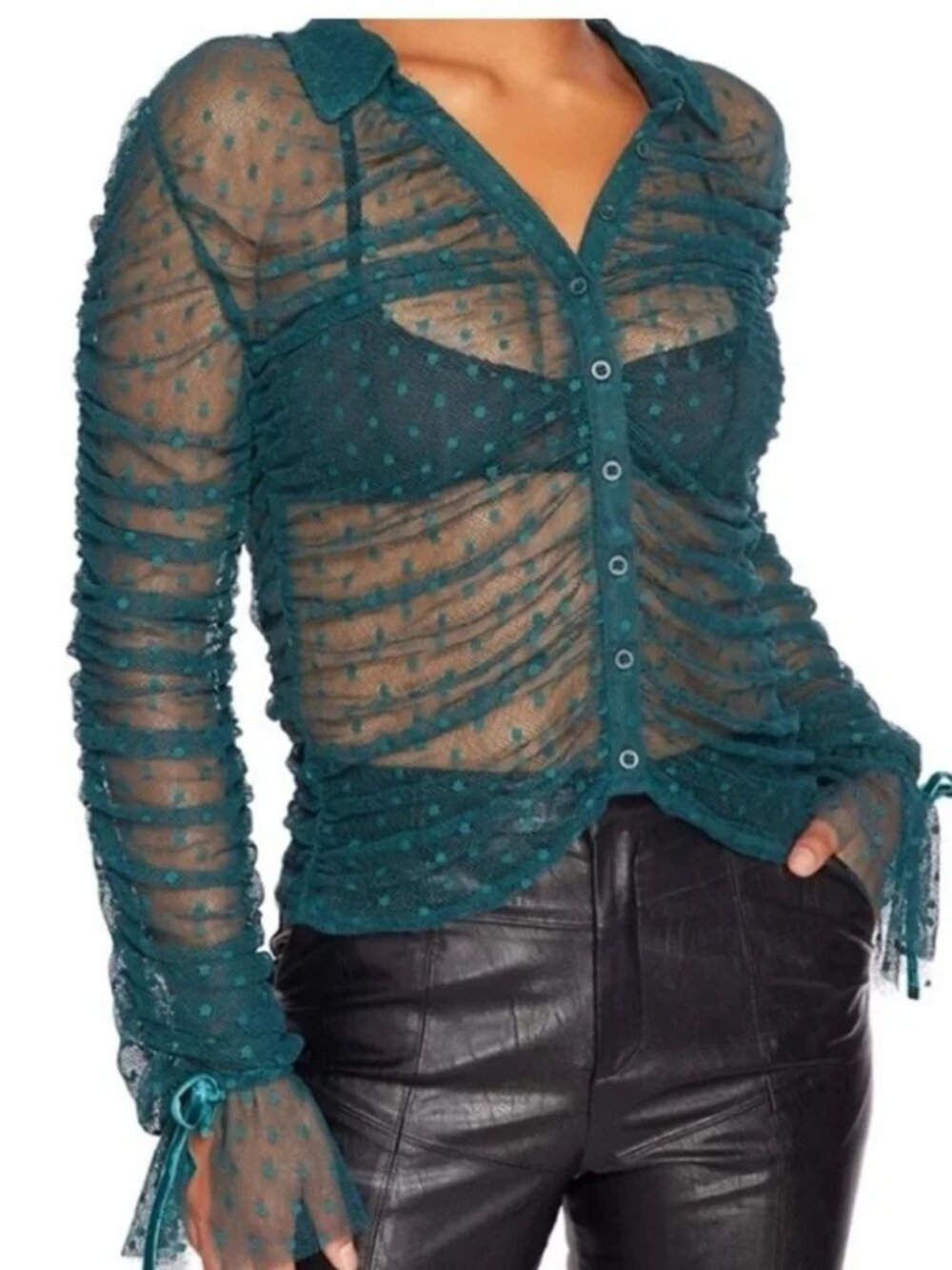 Steele Lita Lace Top in Teal - XL - NWT